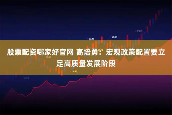 股票配资哪家好官网 高培勇：宏观政策配置要立足高质量发展阶段
